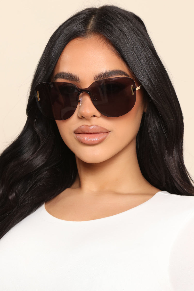 Errand Chaser Rimless Sunglasses Black Fashion Nova, Sunglasses