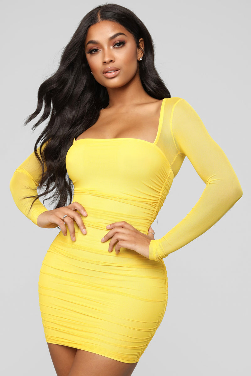 Yellow mini sales dress fashion nova