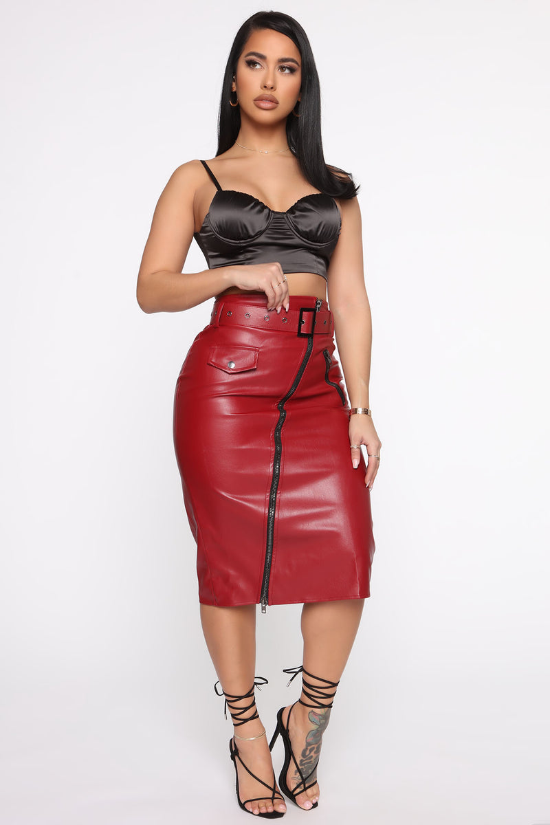 Bad Love PU Leather Skirt Red Fashion Nova Skirts Fashion Nova