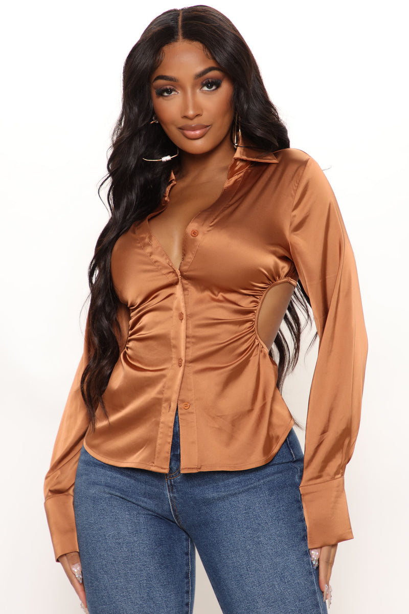 She s A CEO Satin Top Copper