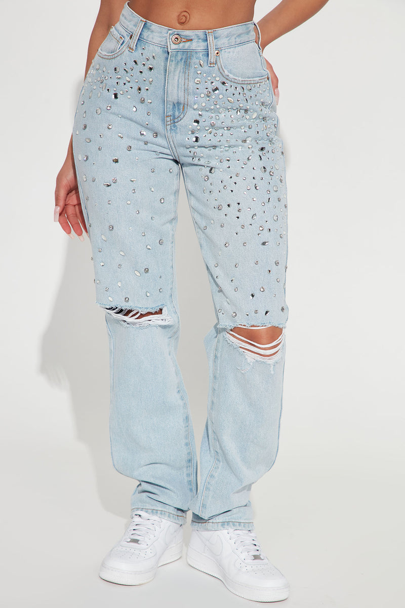 Fashion nova rhinestone jeans outlet