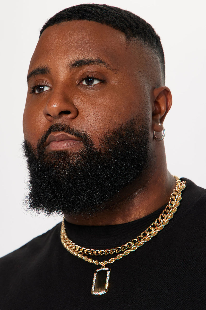 Iced Out Dog Pendant 2 Piece Chain Necklace - Gold | Fashion Nova, Mens