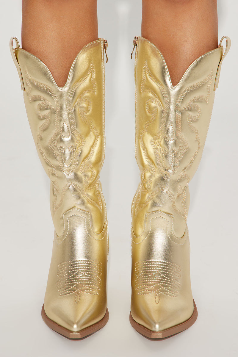 Take A Break Cowboy Boots Gold