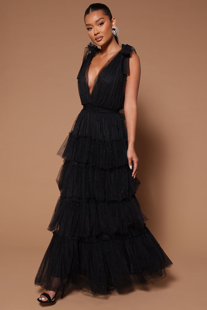 Tiered tulle 2025 maxi dress