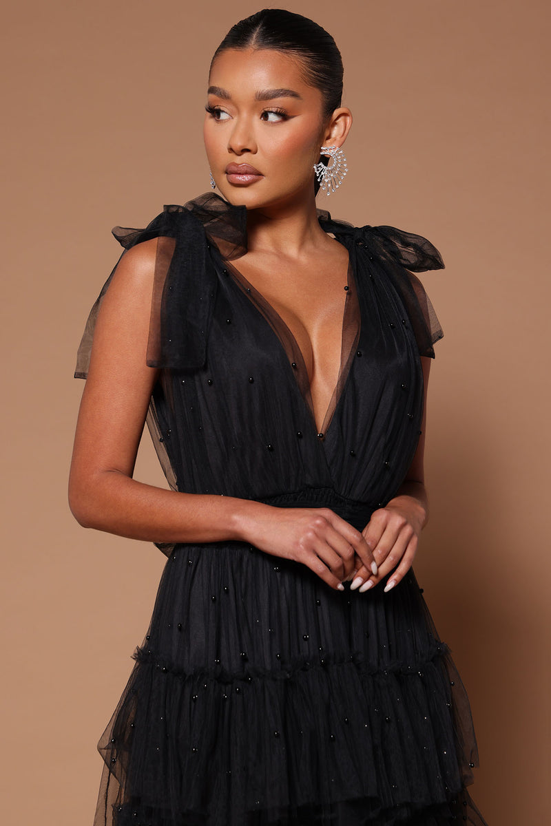 Nya Tulle Maxi Dress Black