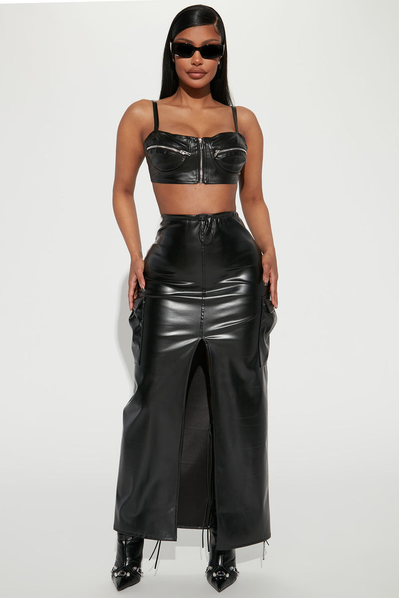 Cargo leather sales skirt