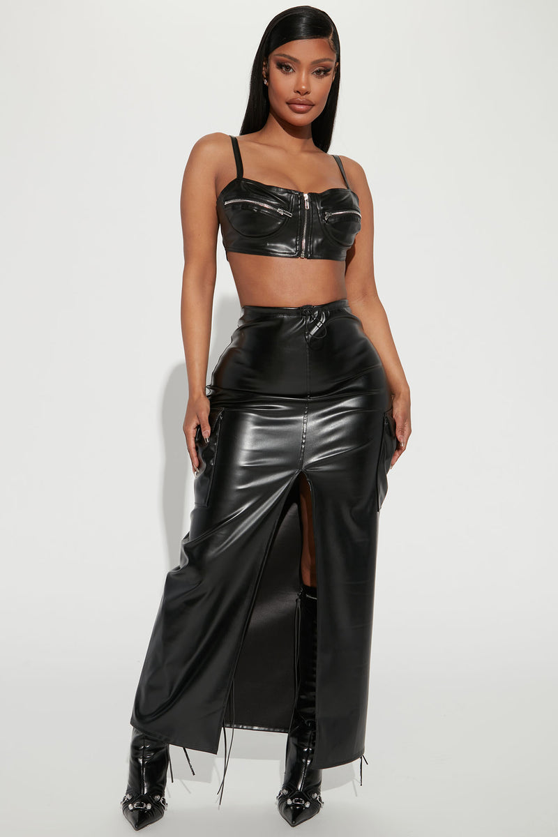 Odezza Faux Leather Bra Top Black Fashion Nova Shirts