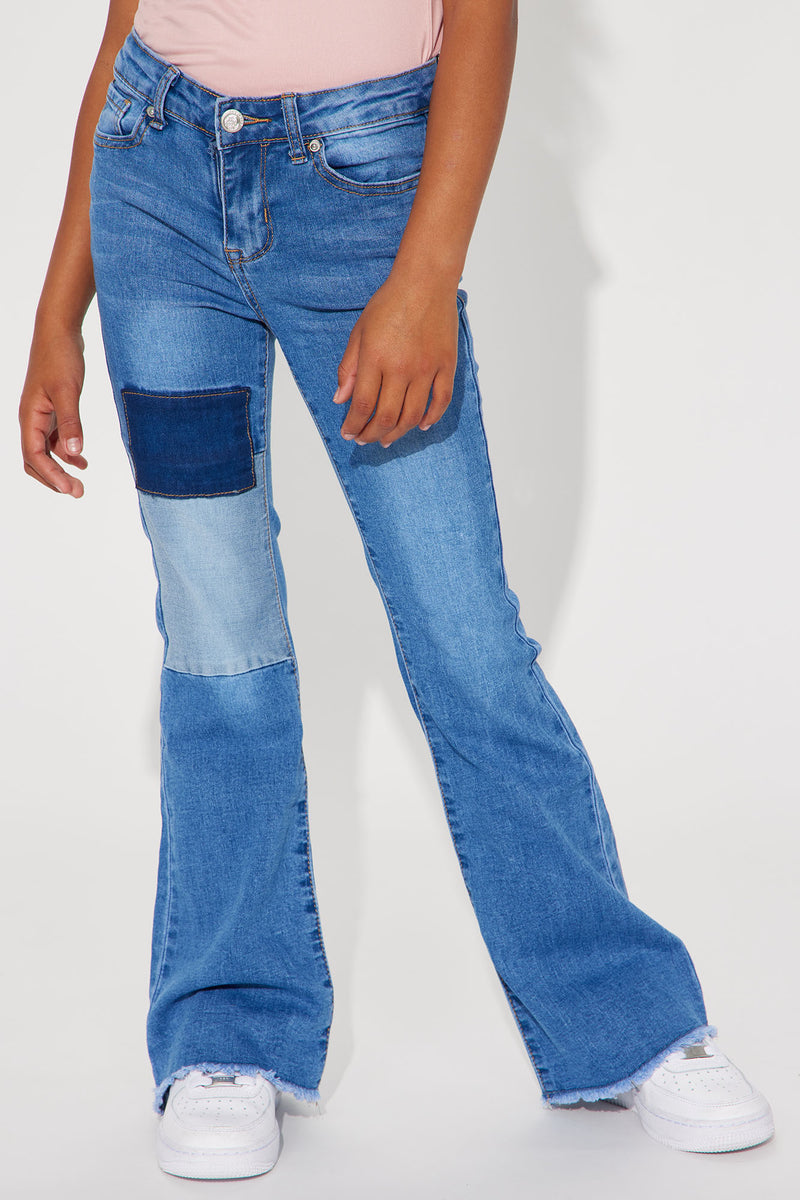 Mini Colorblock Flare Jeans BlueWash Fashion Nova Kids Pants