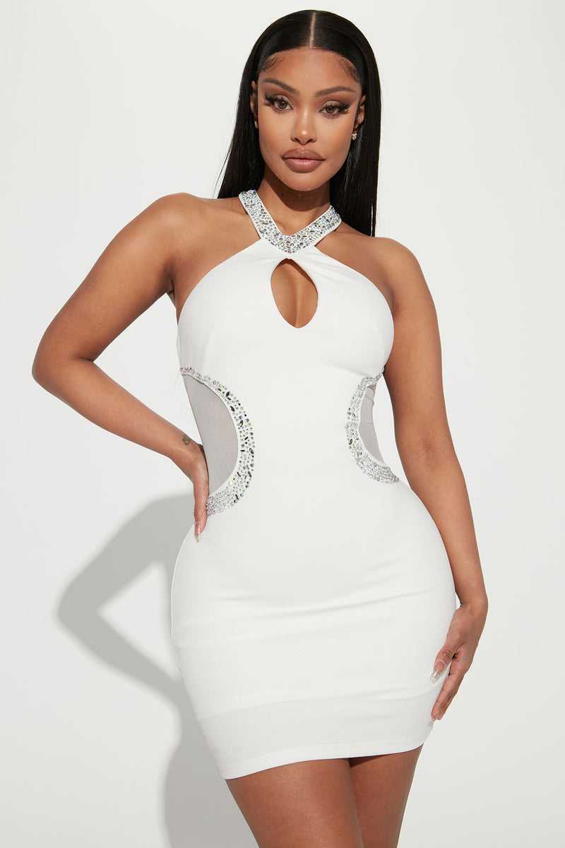 Dancing For You Embellished Mini Dress White