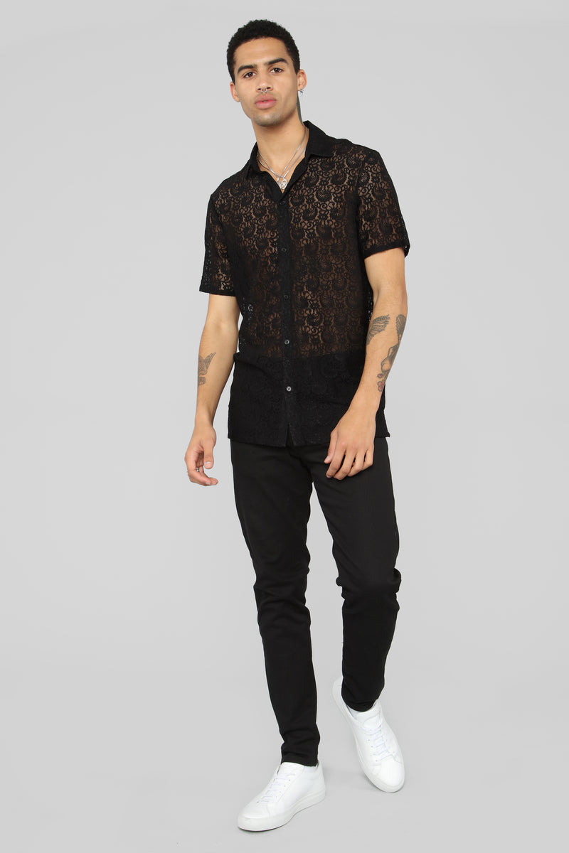 Lace You Down Short Sleeve Shirt Black Fashion Nova Mens