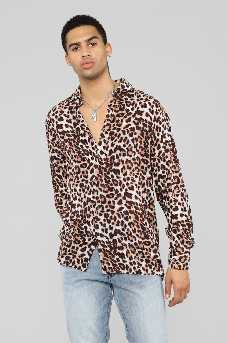 Leopard dress shirt for mens top