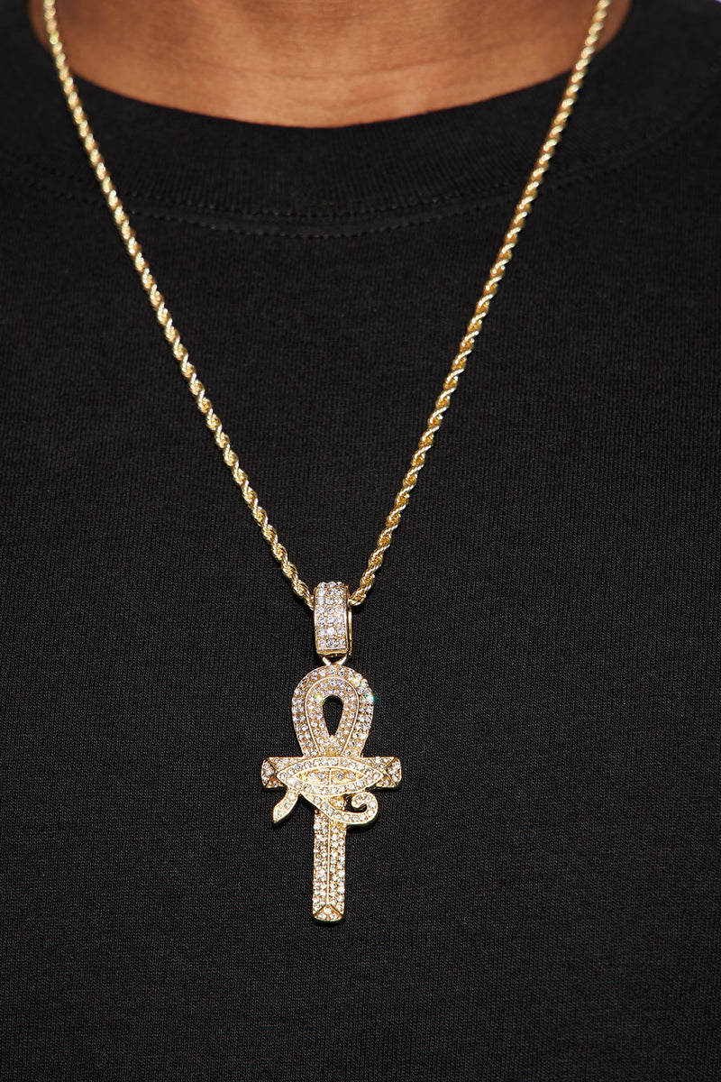 Eye Of Horus Ankh Pendant Chain Necklace Gold Fashion Nova Mens