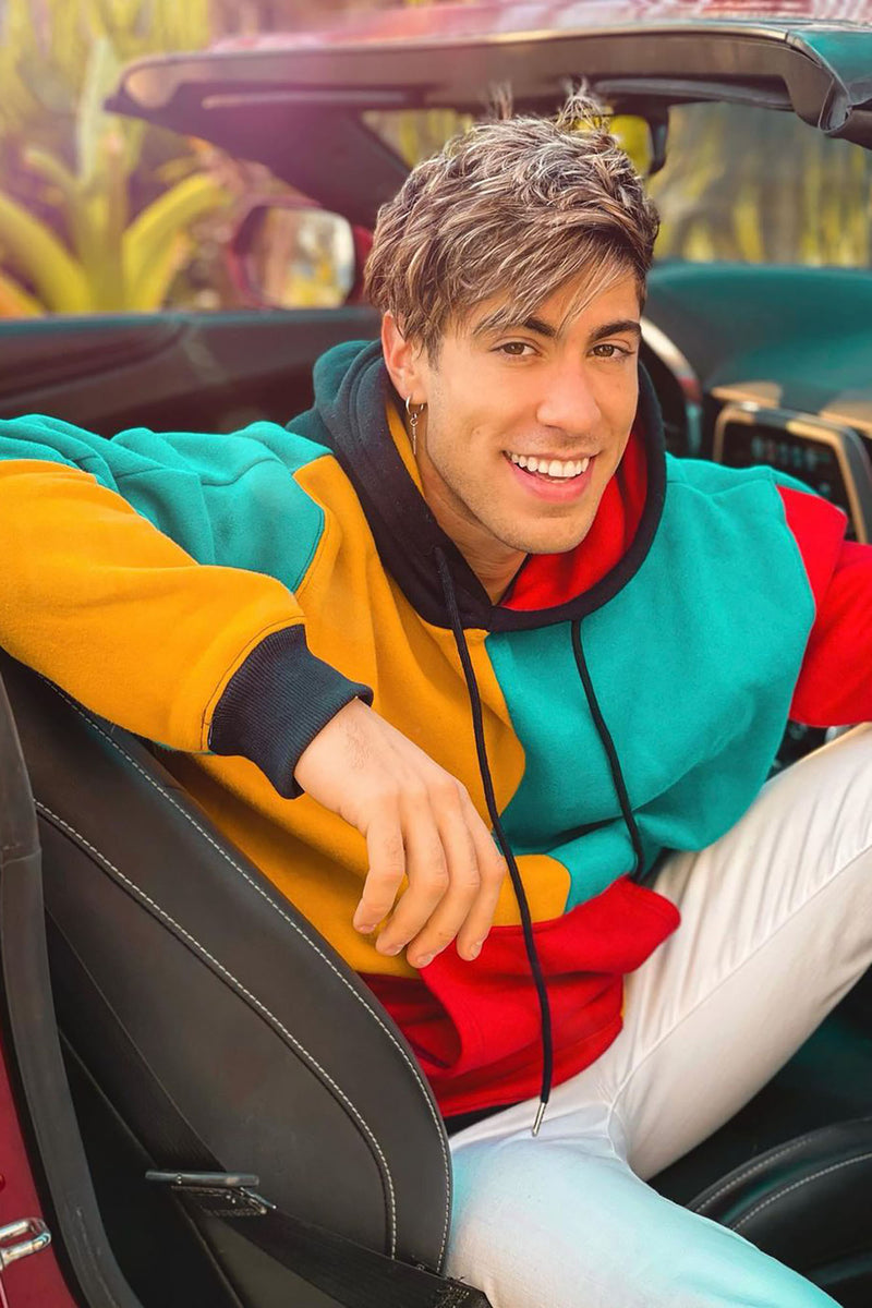 Color block multi panel hoodie sale