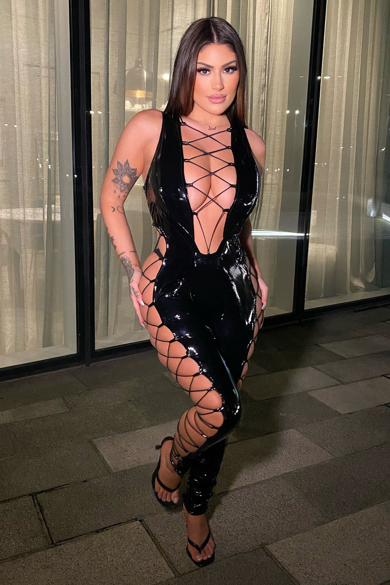 Fashion nova sales latex jumpsuit