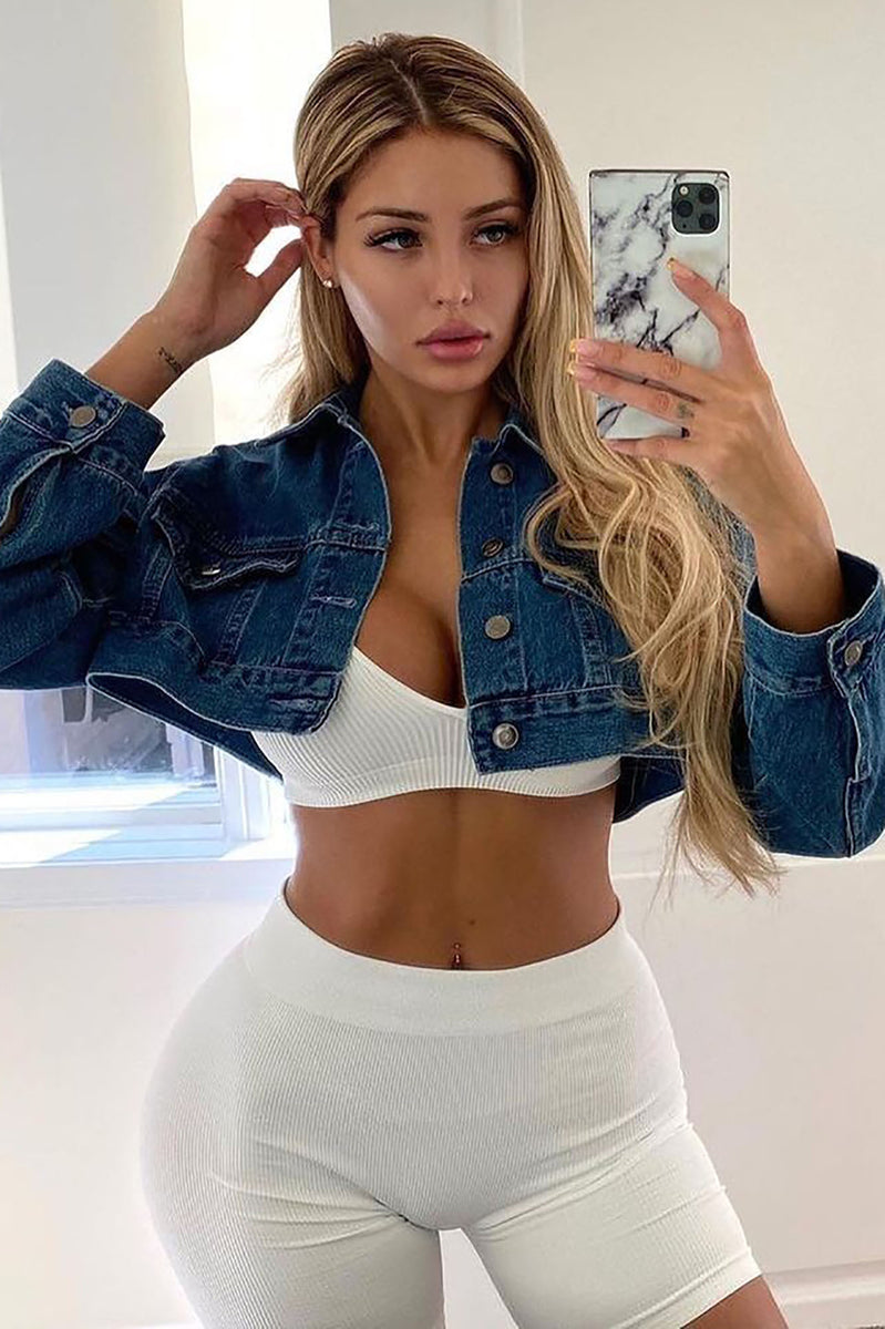 Cropped denim jacket fashion nova sales