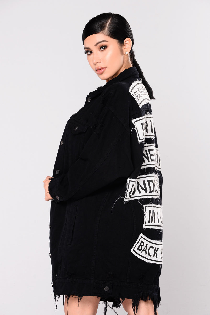 Fashion nova black jean jacket hotsell