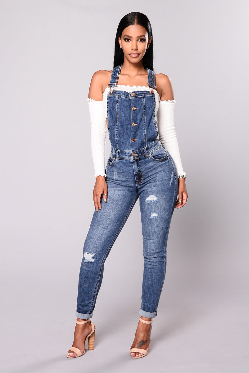 Send Me Your Location Denim Overalls Medium Fashion Nova