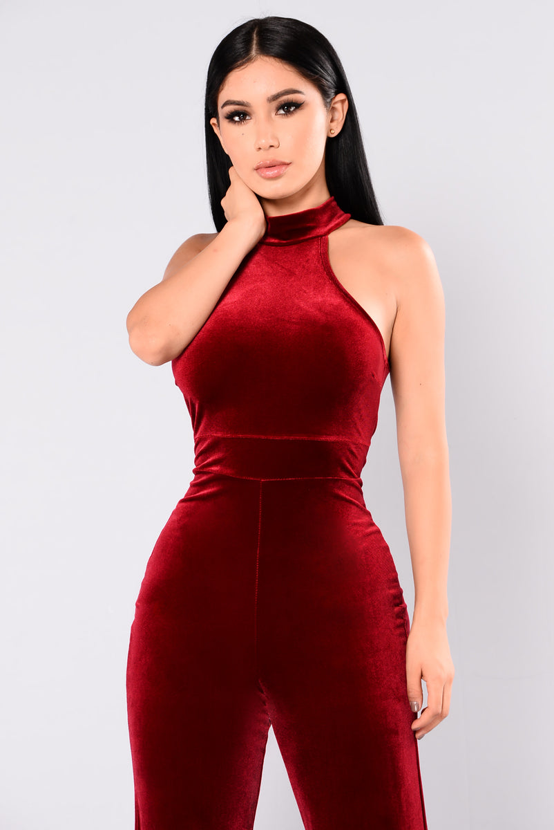 Jump in Velvet Jumpsuit Burgundy Fashion Nova, Jumpsuits Fashion Nova
