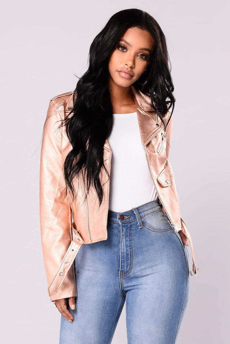 Co Pilot Moto Jacket Rose Gold Fashion Nova Jackets Coats