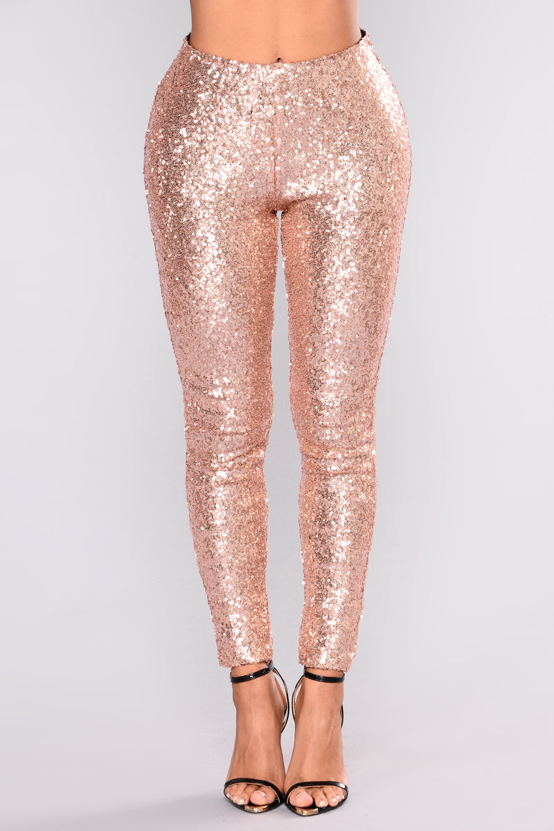 Shine Sequin Leggings - Rose Gold | Fashion Fashion Nova