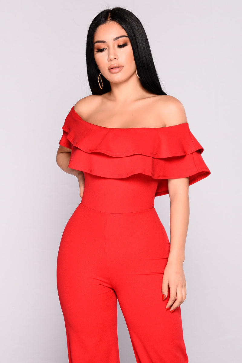 Ready To Ruffle Jumpsuit Red