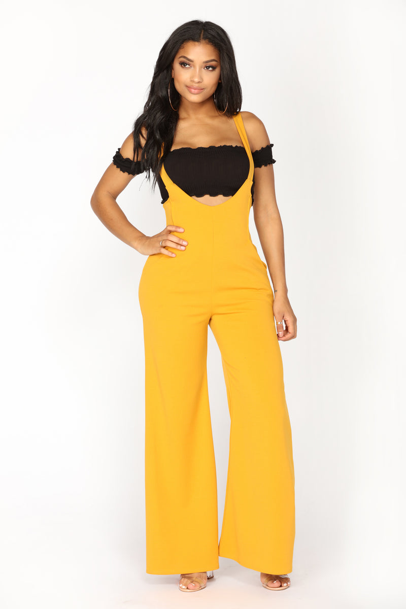 High Points Overall Palazzo Pants Mustard