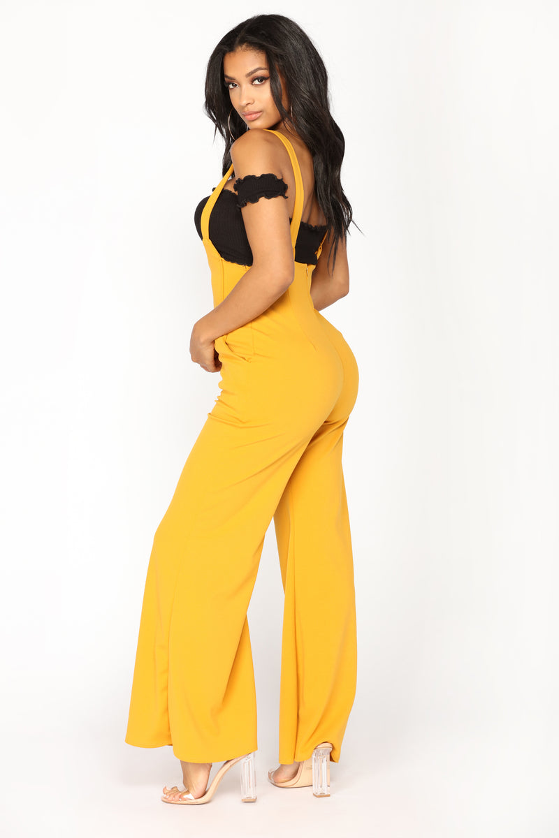 High Points Overall Palazzo Pants Mustard