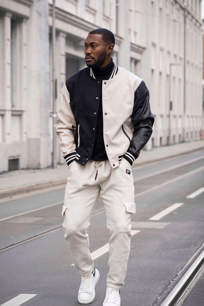 Off-White Wool and Leather Varsity Jacket - 40 Black