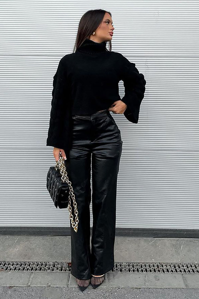 Julia Faux Leather Trouser Pant - Black