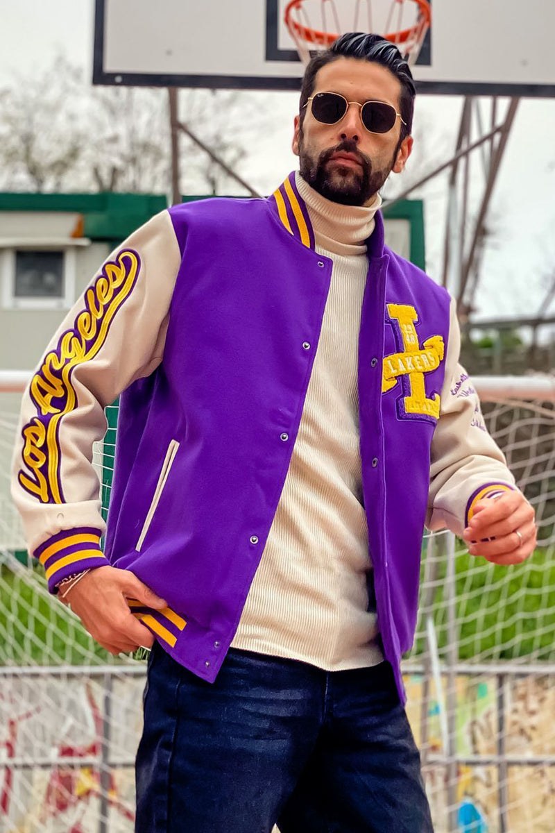 vintage lakers letterman jacket