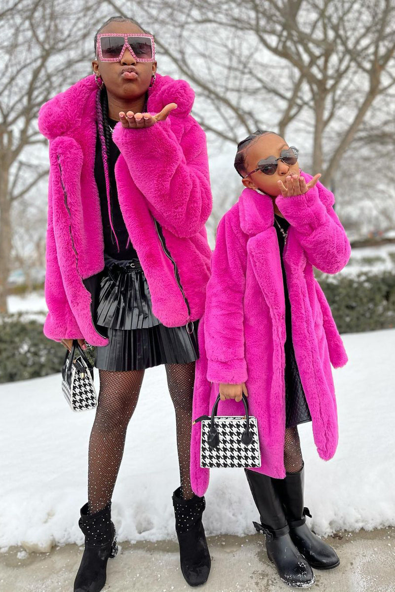 Lola + The Boys Hot Pink Faux Fur Coat, 2