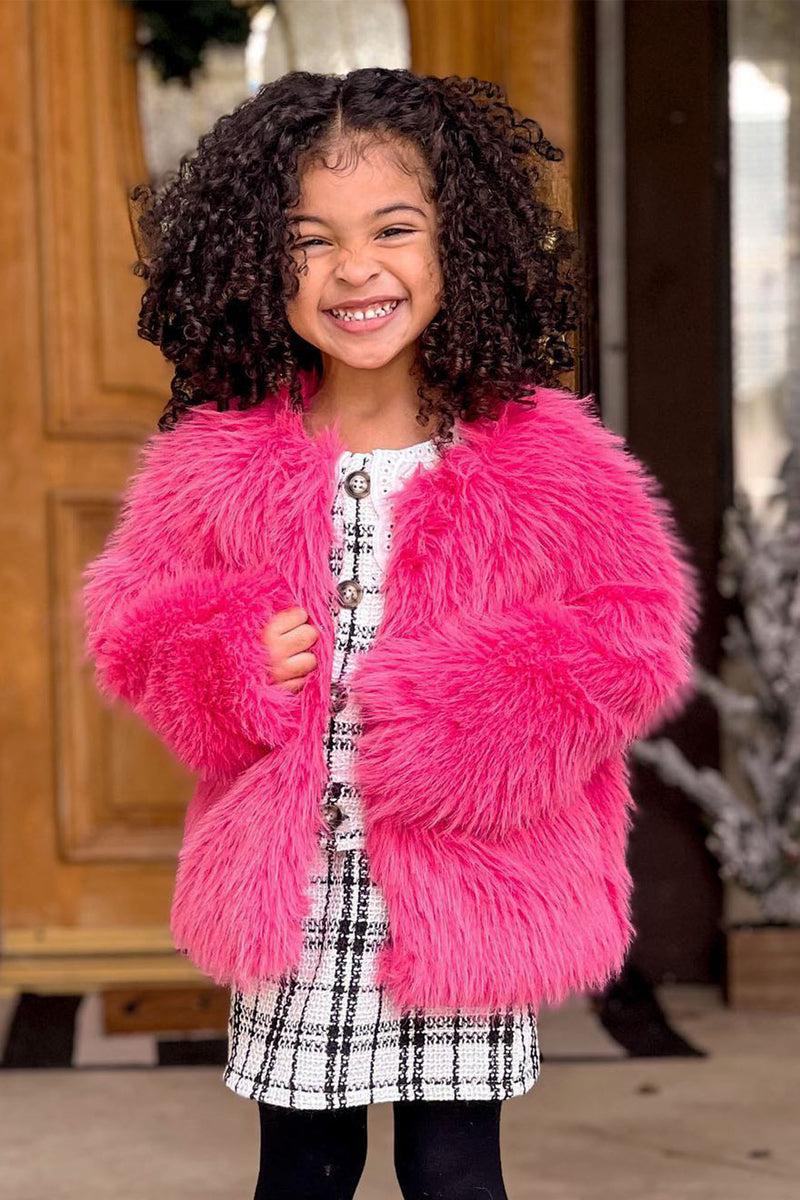 Mini We're Always Together Faux Fur Jacket - Hot Pink