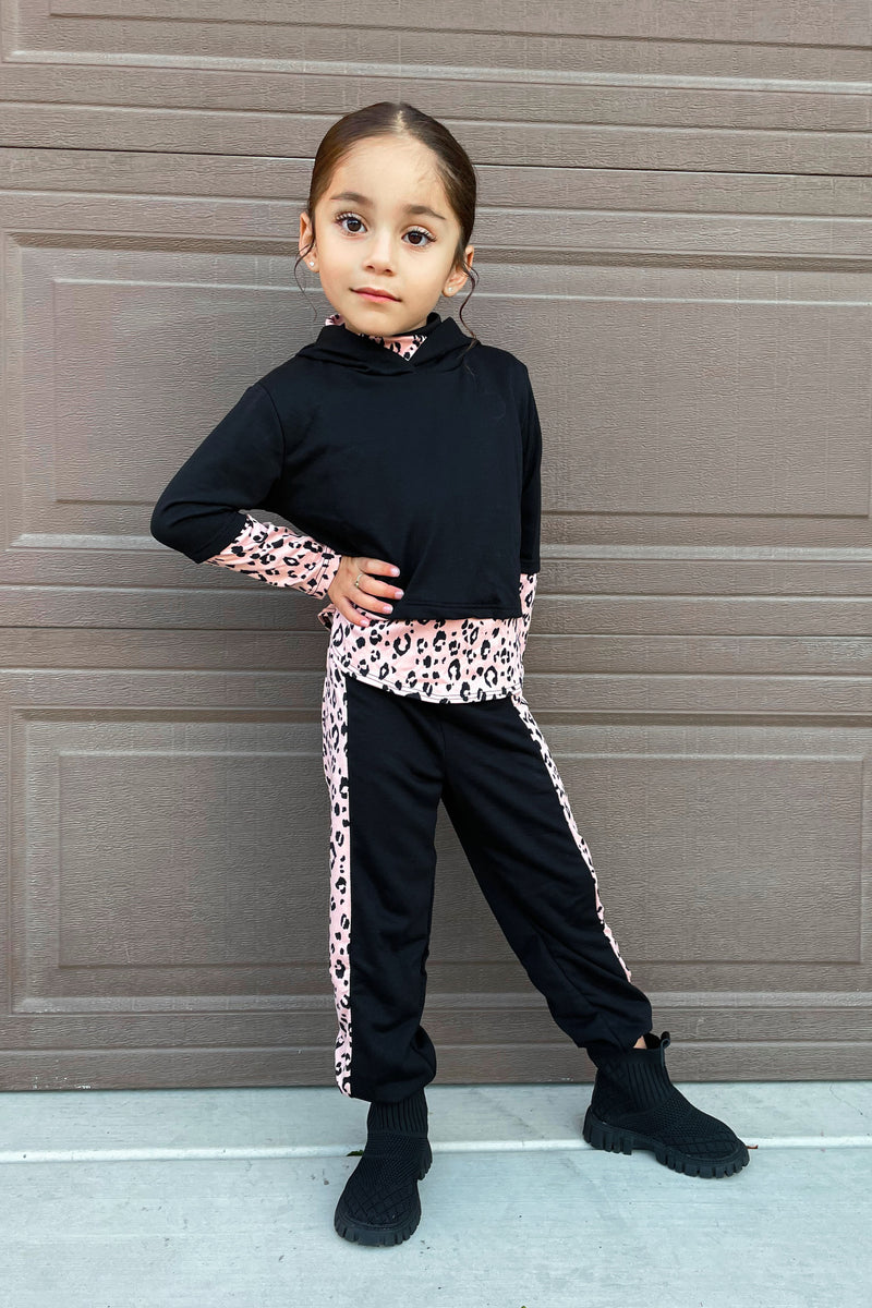 Mini Wild And Cute Jogger Set Black/Pink Fashion Nova, Kids Sets