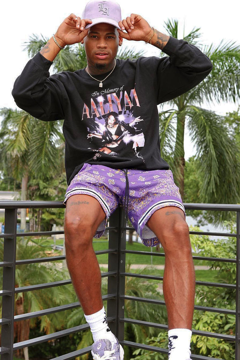 mesh shorts purple
