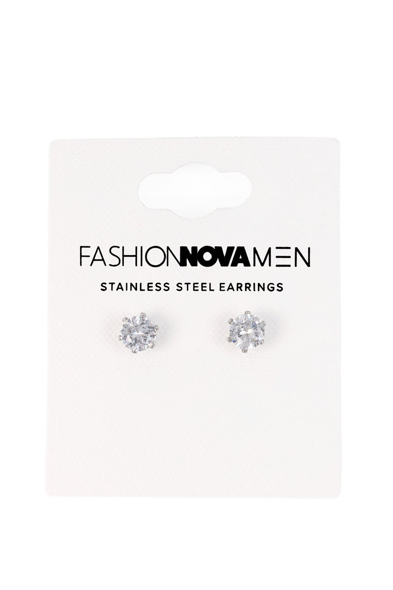 Classic 6mm Stud Earring Set Silver Fashion Nova, Mens Jewelry
