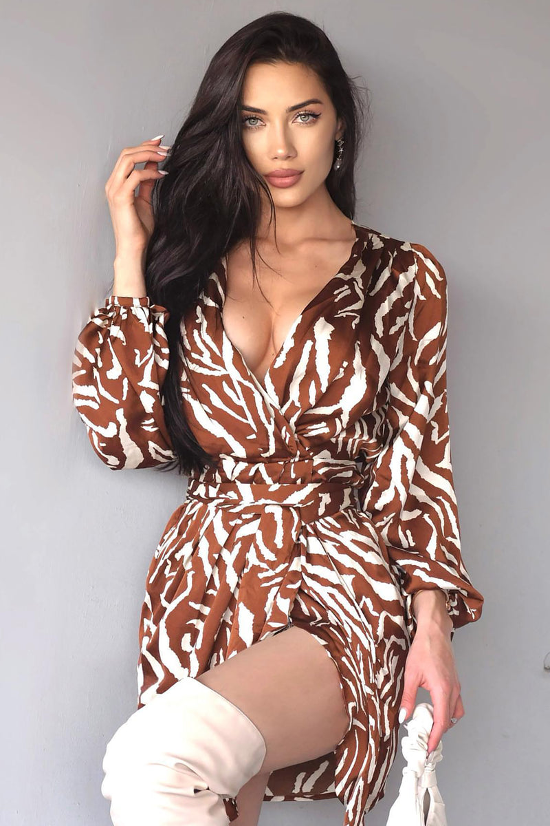 Zebra print sale wrap dress