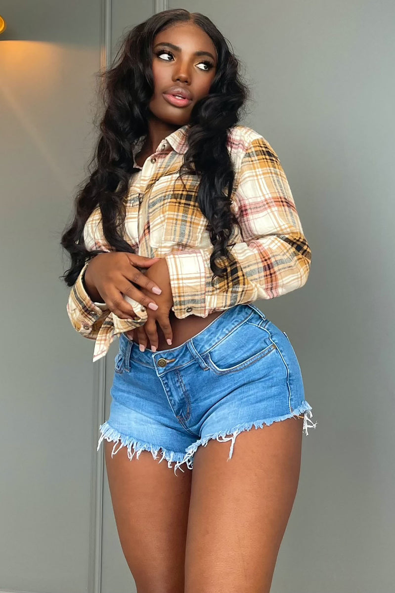 She s Hot Low Rise Denim Shorts Medium Blue Wash Fashion Nova