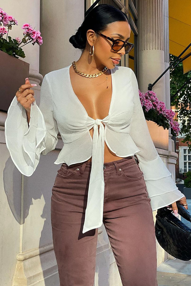 Simply Cute Ruffle Top Ivory
