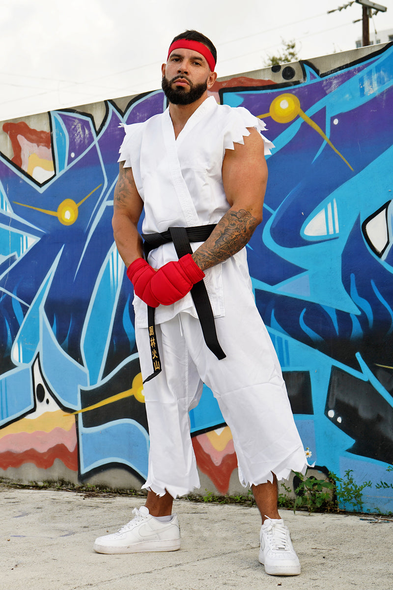Street Fighter Ryu 5 Piece Costume Set - White | Fashion Nova