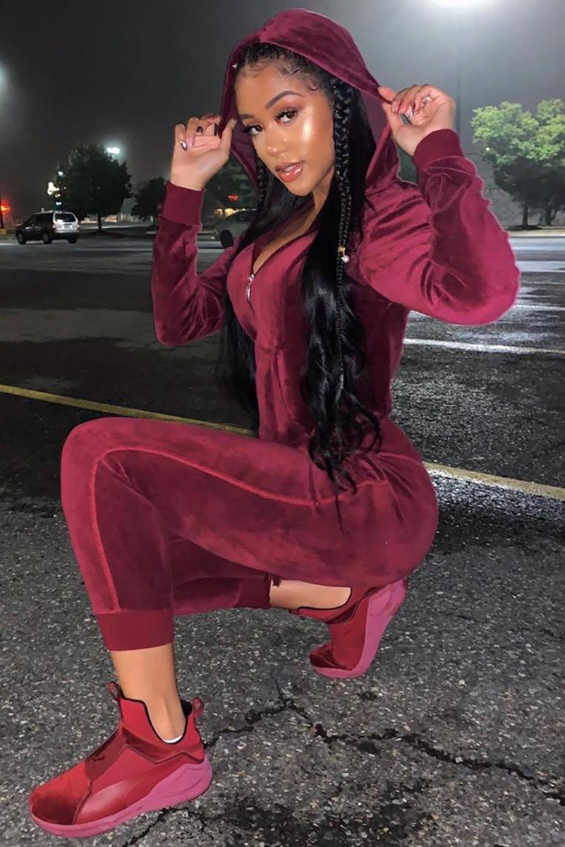 The Original Trendsetter Velour Set Burgundy