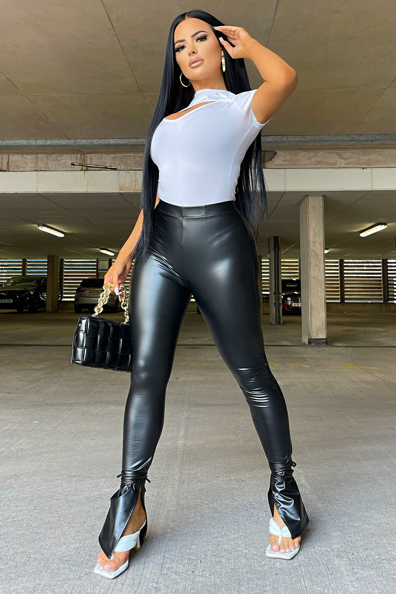 Tie Me Down Faux Leather Leggings - Black, Fashion Nova, Pants