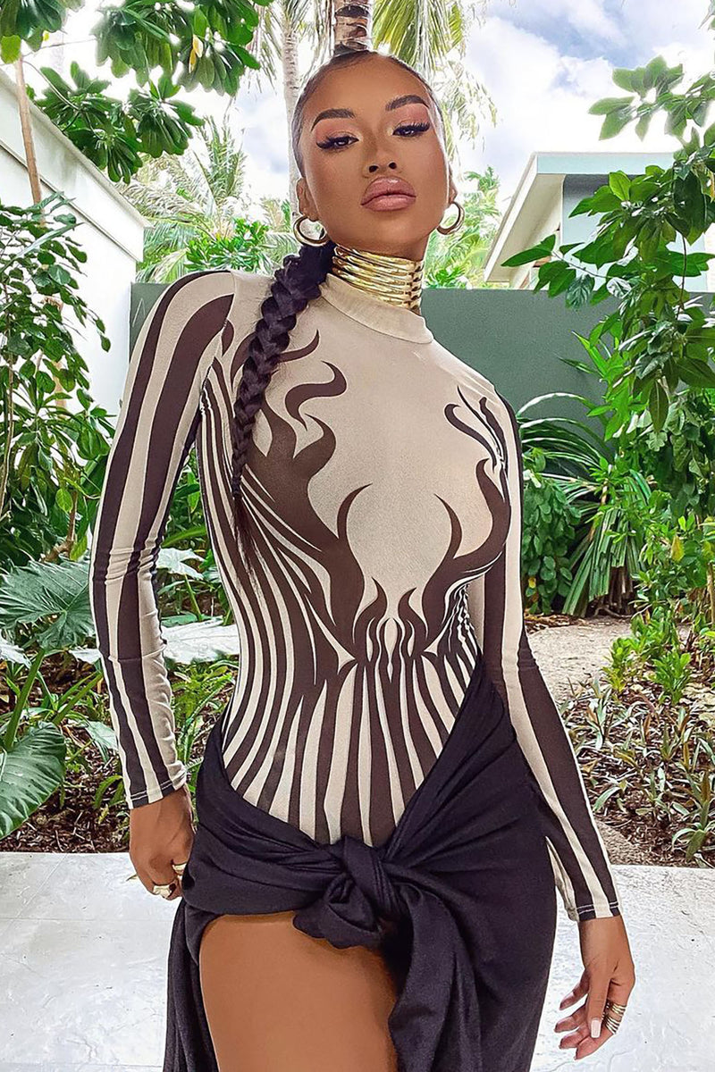 THE MYSTYLEMODE NUDE DOUBLE LINED OFF THE SHOULDER ELBOW CUT OUT BODYSUIT
