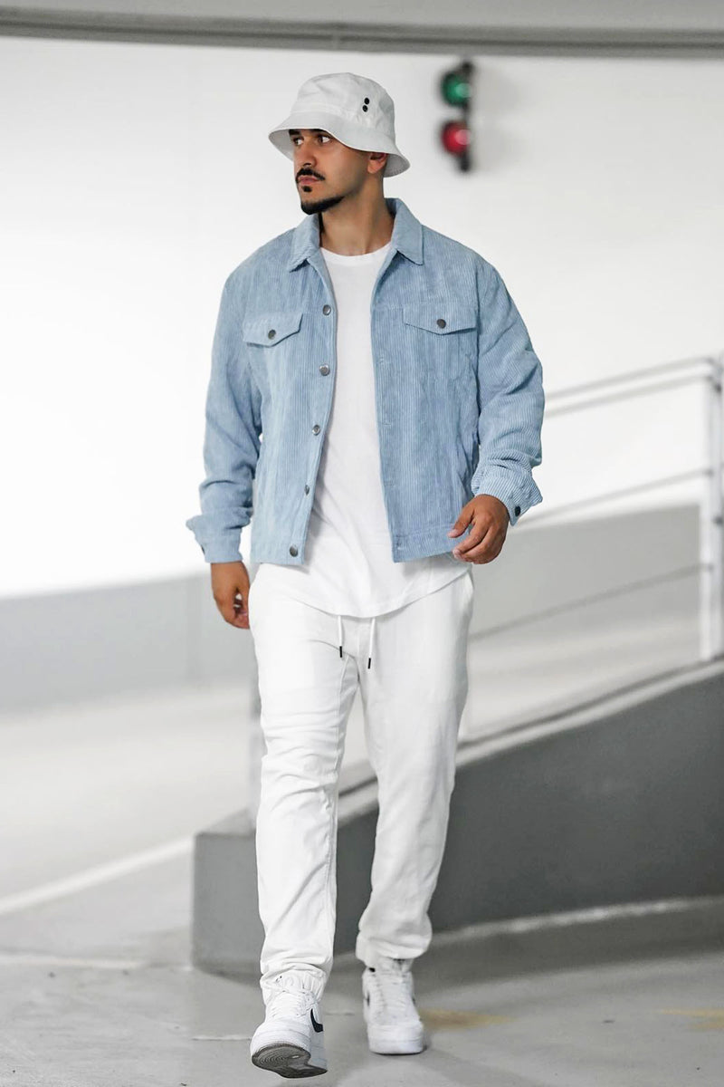 Wide Wale Corduroy Trucker Jacket Light Blue