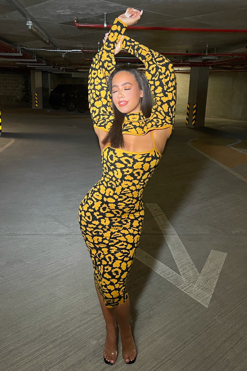 Mustard sales leopard dress