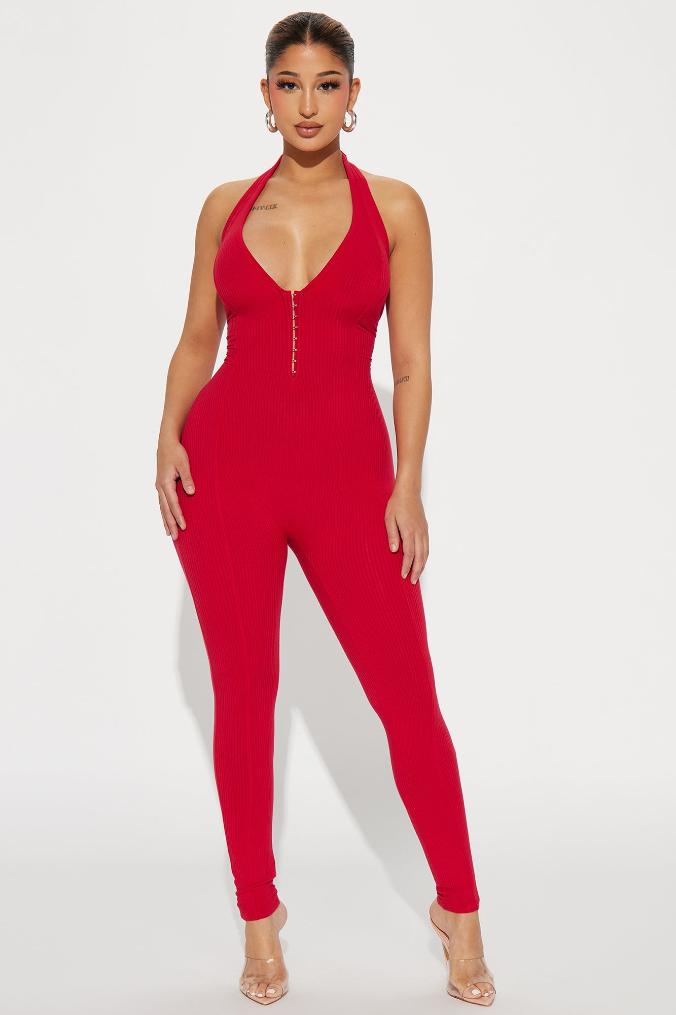 Remind Me Again Ribbed Jumpsuit Red