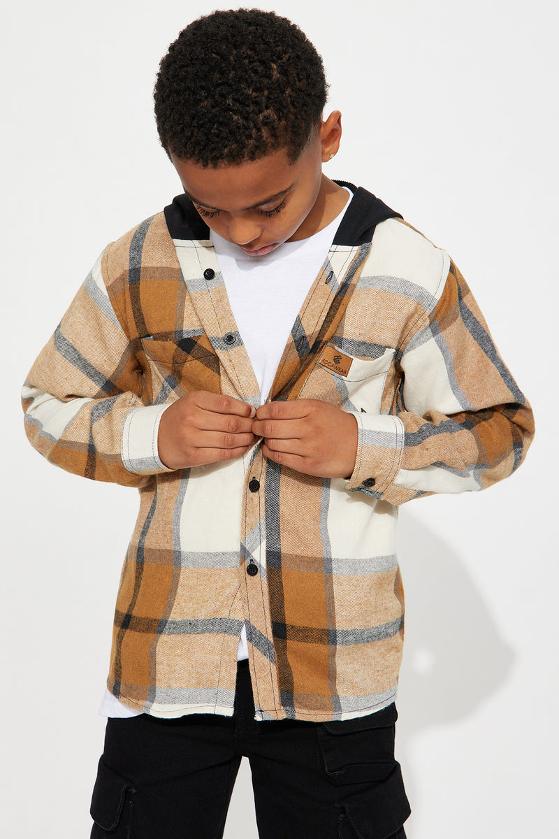 Mini Flannel Fleece Hoodie Shirt - Khaki | Fashion Nova, Kids Jackets ...