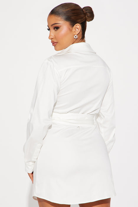 Melanie Strapped Shirt Dress White