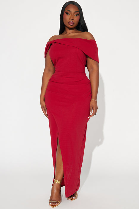 Fashion nova red top off the shoulder dress