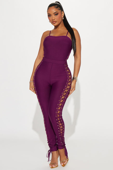 Purple jumpsuit fashion nova hotsell