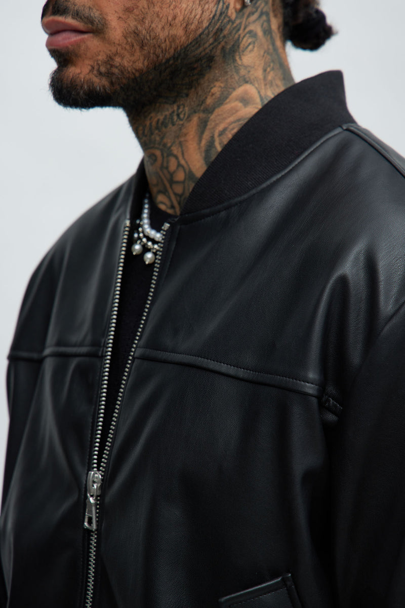 Birmingham Faux Leather Bomber Jacket - Black | Fashion Nova, Mens ...
